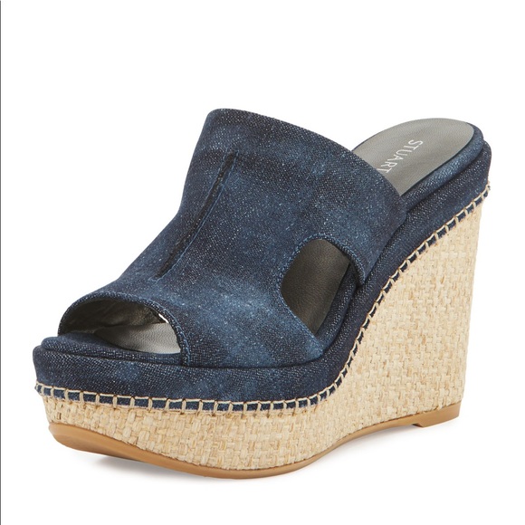STUART WEITZMAN Ponte Denim Wedge Sandal